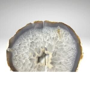 Large Crystal Bookends Agate w Geode Centeri Book Lovers Bookends 4+ lbs. (BJ)